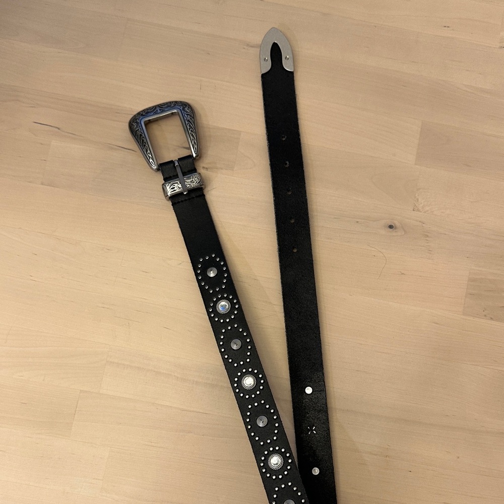 Urban Outfitters Black Studded Belt with Decorative Silver Buckle